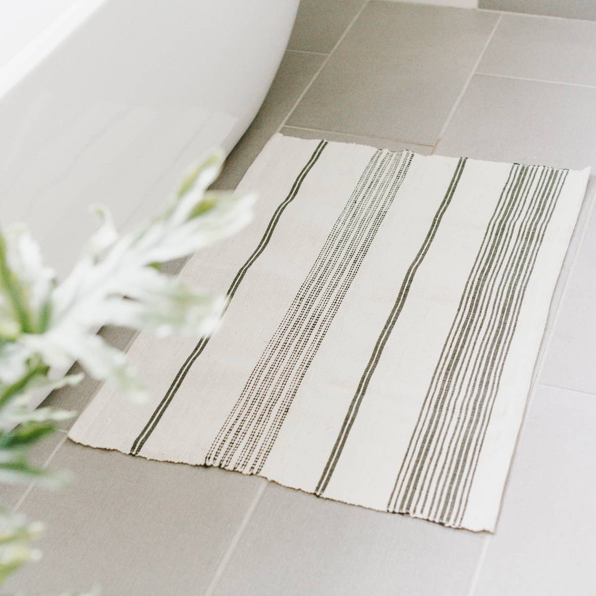 Aden Cotton Bathmat | Natural with Grey