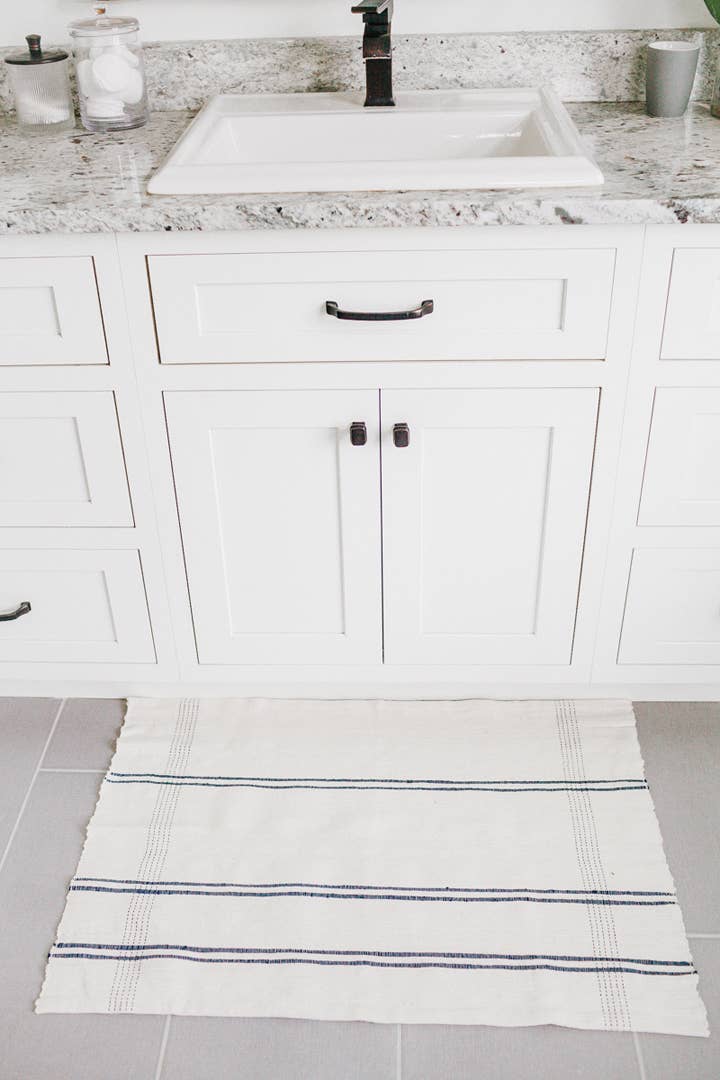 Ribbons Cotton Bathmat | Navy
