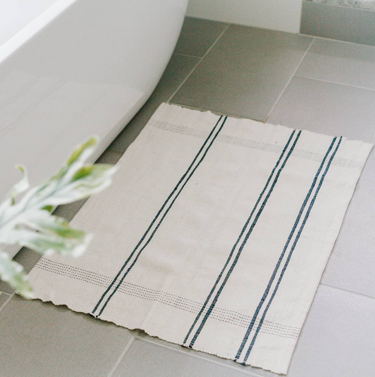 Ribbons Cotton Bathmat | Navy