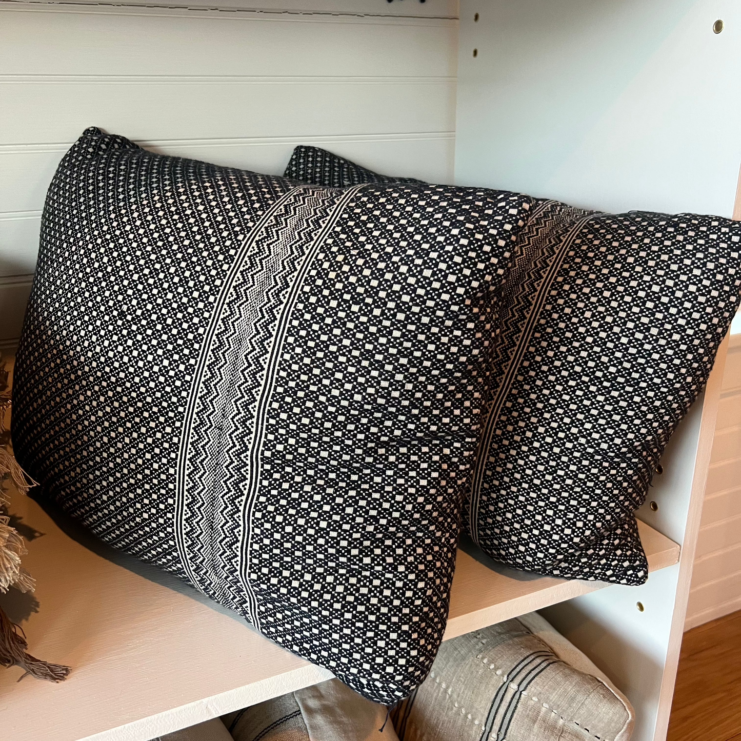 Black and White Woven Pillow