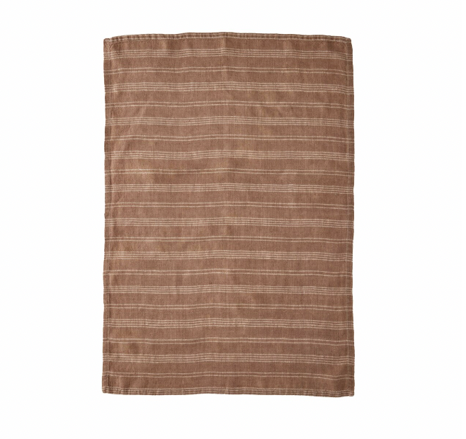 Linen Tea Towel | Saville Stripe in Earth