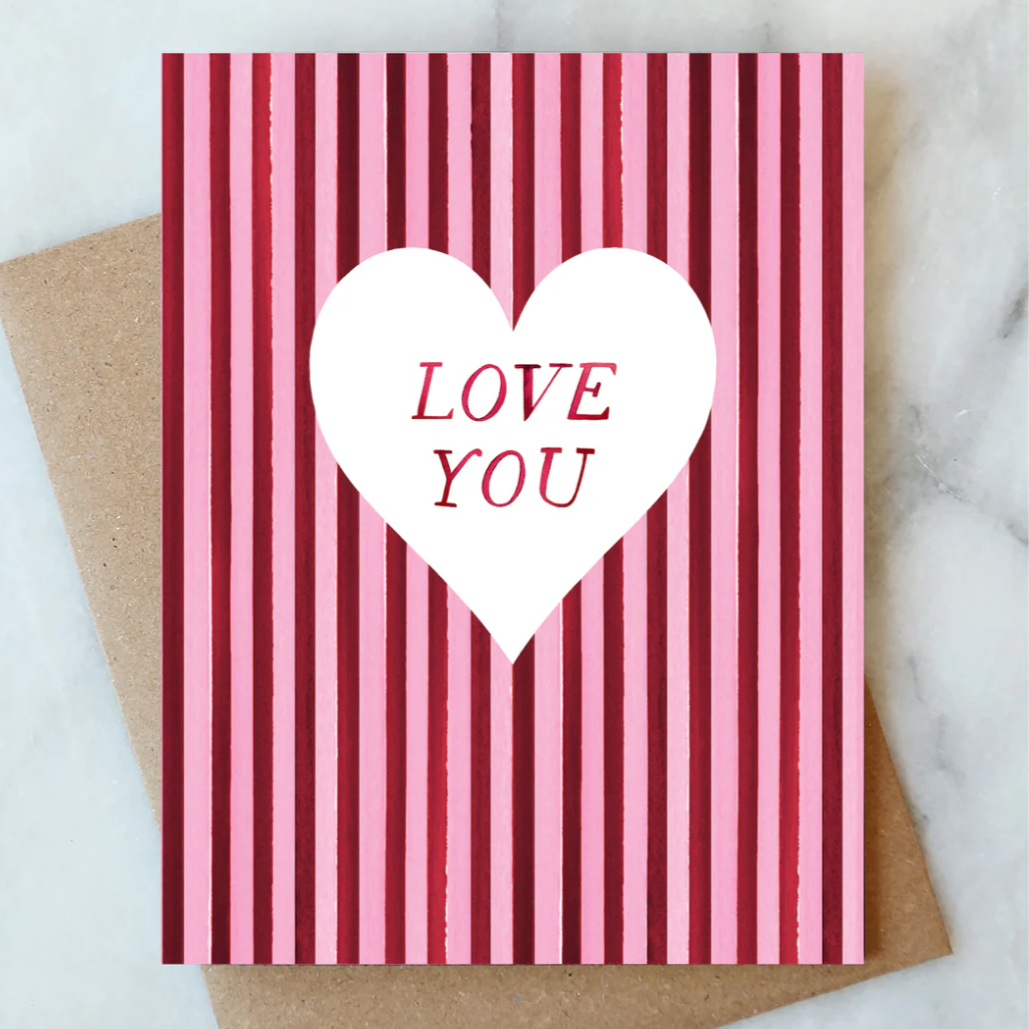 Burgundy Stripe Love You Card
