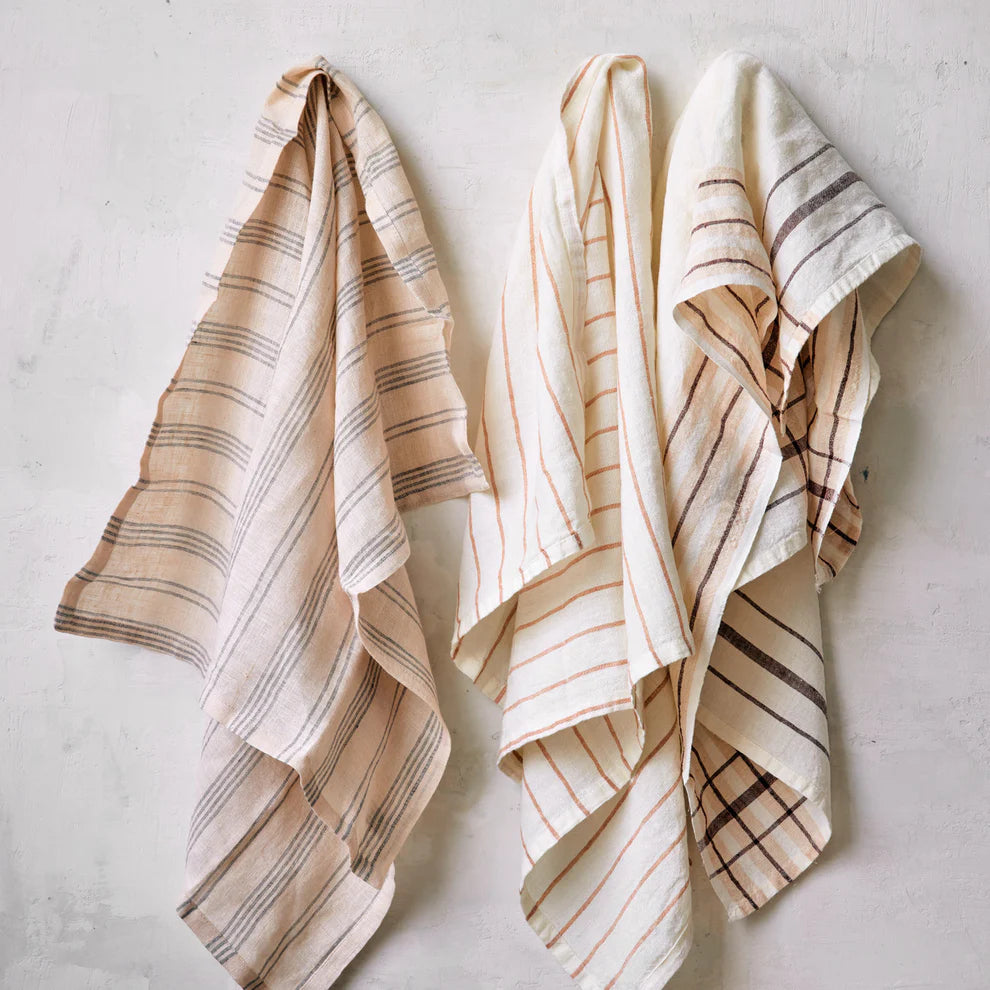 Linen Tea Towel | Saville Stripe- Dune