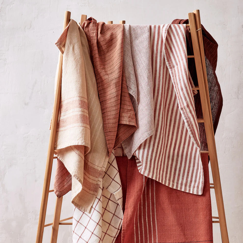 Linen Tea Towel | Gable Stripe - Earth