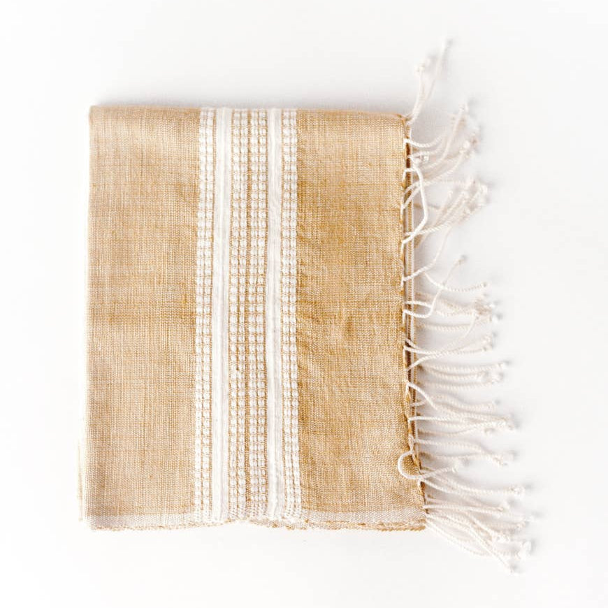 Aden Cotton Hand Towel | Beige with natural