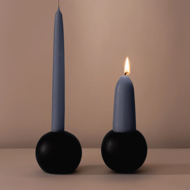 Set of two Stubby Candles | Cornflower
