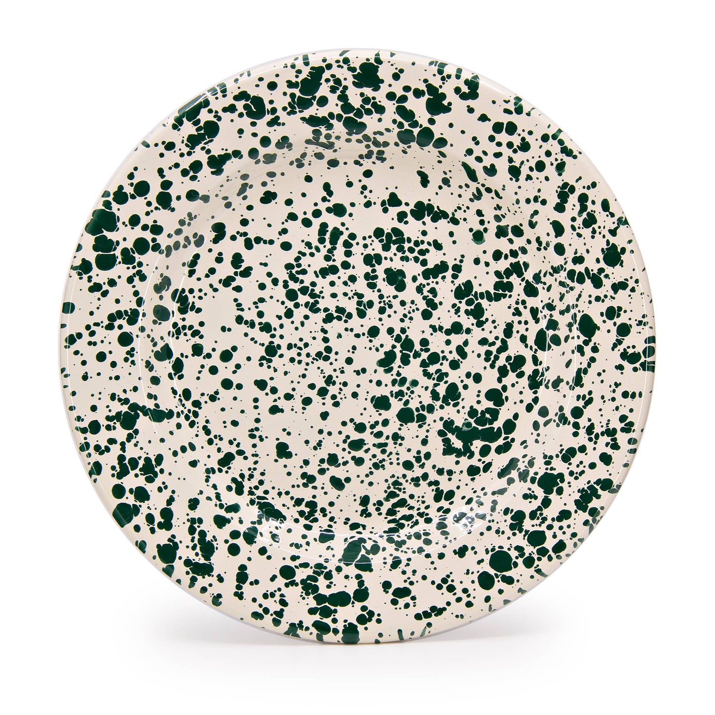 Splatter Enamelware Dinner Plate: Green & Cream