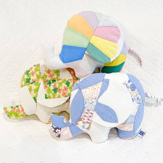 Vintage Quilt Stuffed Elephant