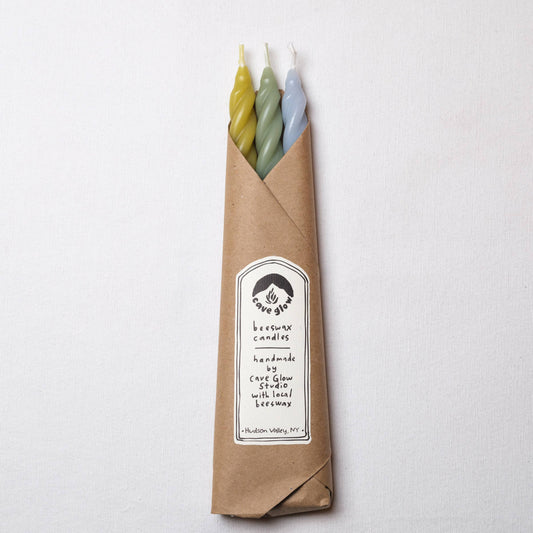 Spiral Beeswax Candles Set | Hydrangea