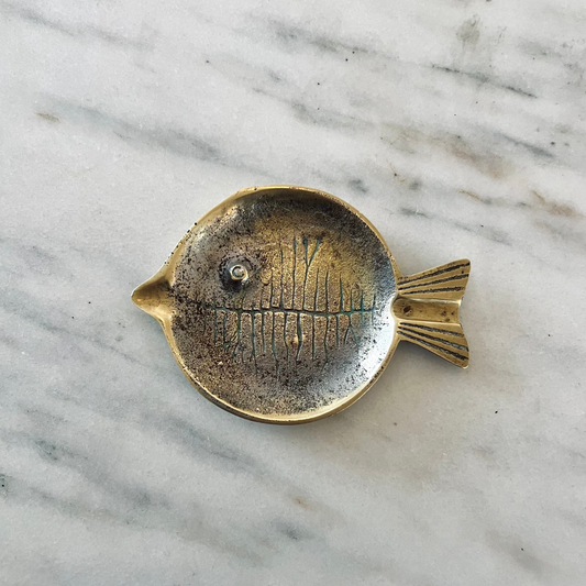 Vintage Brass Fish Ashtray