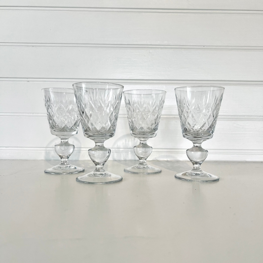 Vintage Cut Wine Glass Set