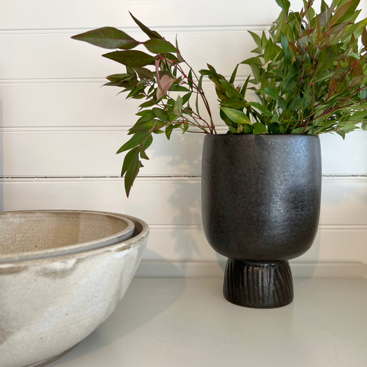 Black Pedestal Vase