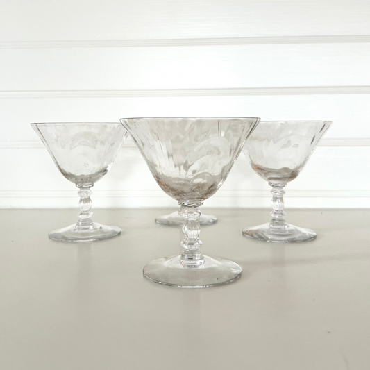 Vintage Optic Glass Coupe Set