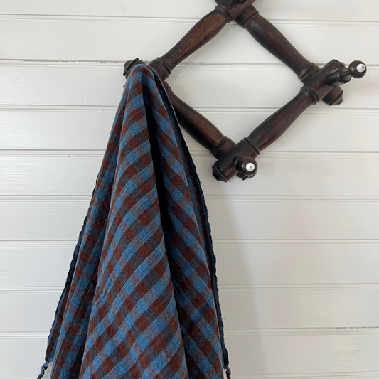 Indigo/Brown Check Hand Towel