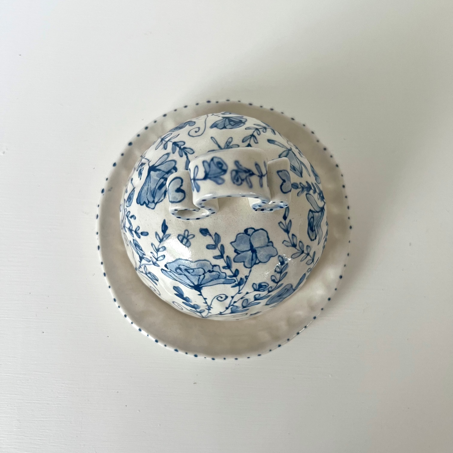 Hand Painted Butter Dish | Flora