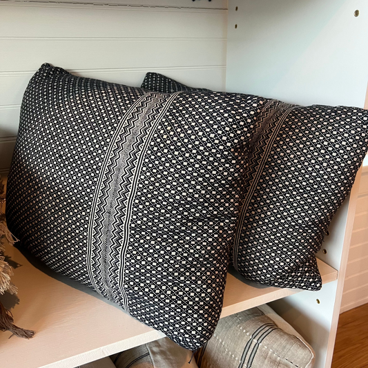 Black and White Woven Pillow