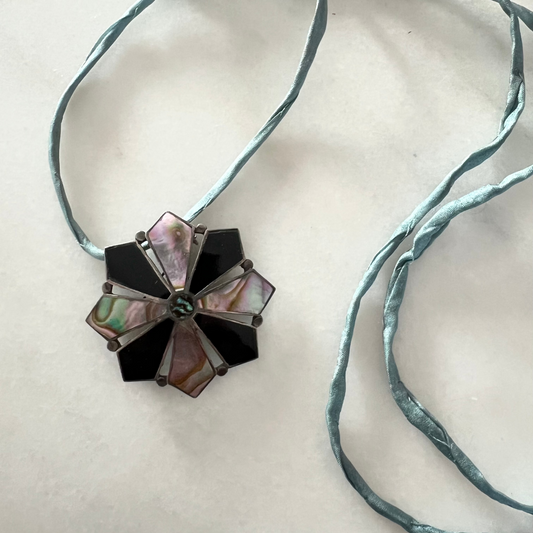 Vintage Inlayed Star Brooch & Pendant