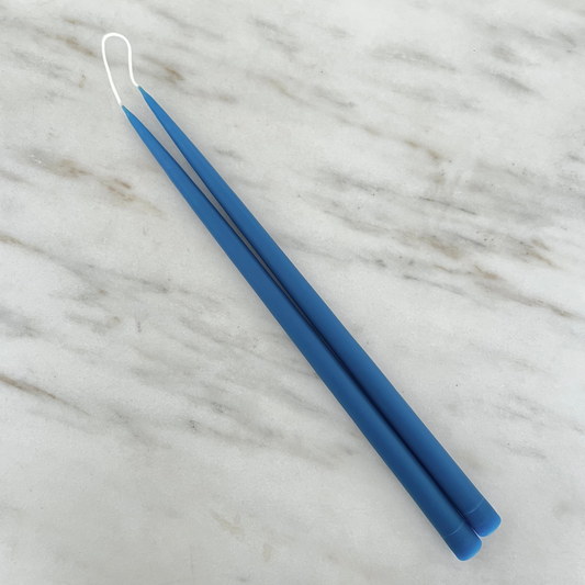 17" Hand Dipped Beeswax Tapers | Peacock Blue