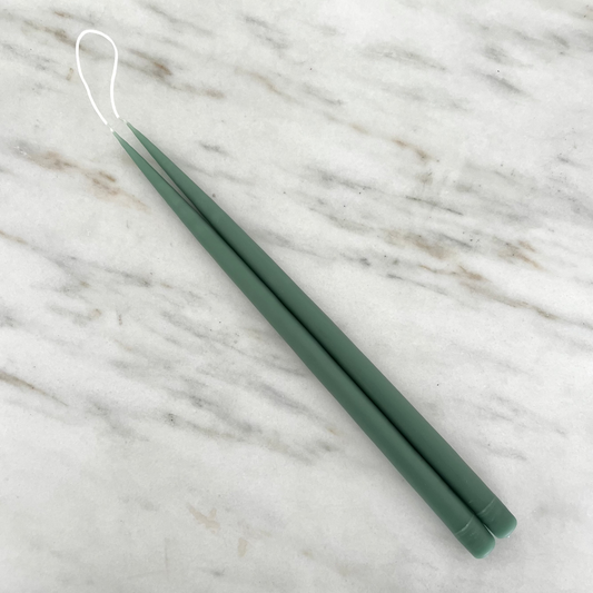 17" Hand Dipped Beeswax Tapers | Sage Green