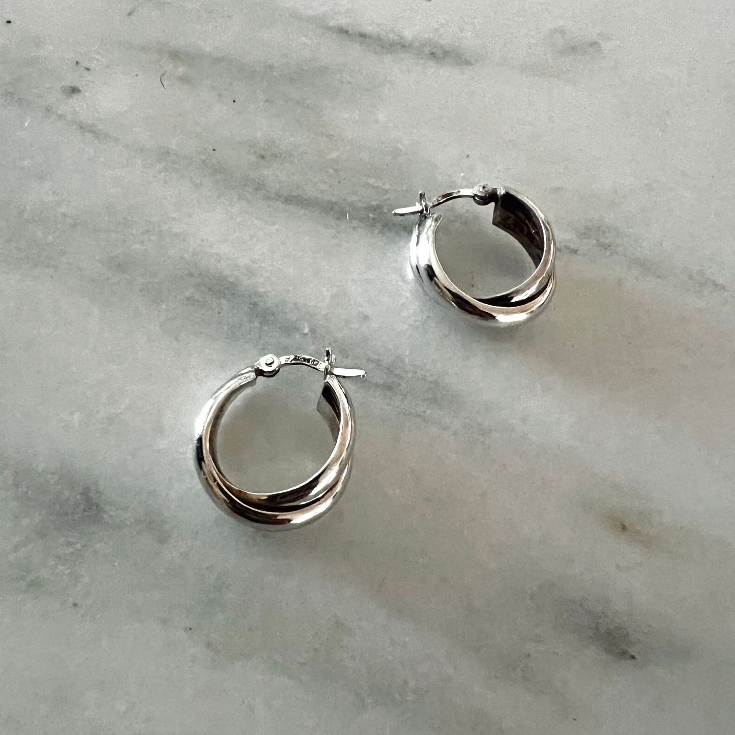 Vintage Sterling Stacked Hoop Earrings
