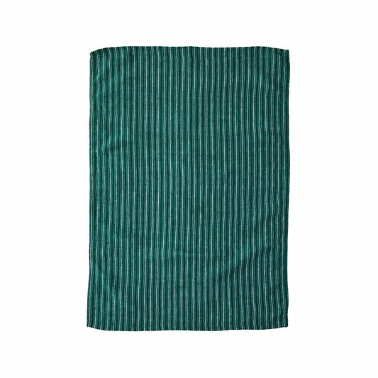Linen Tea Towel | Ticking Stripe Leaf