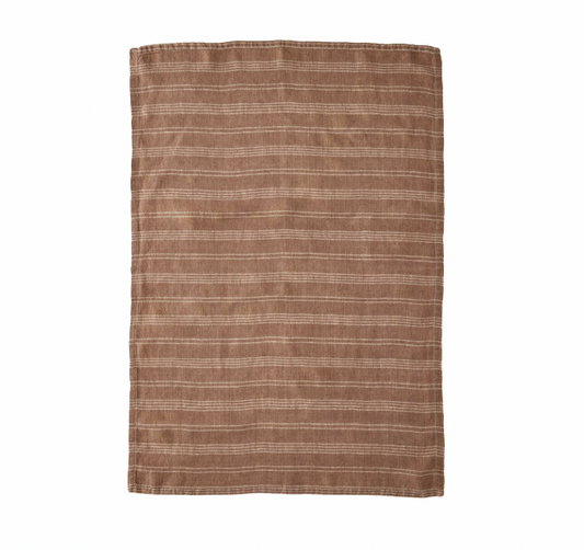Linen Tea Towel | Saville Stripe in Earth