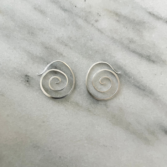 Fine Spiral Medium Silver Earrings