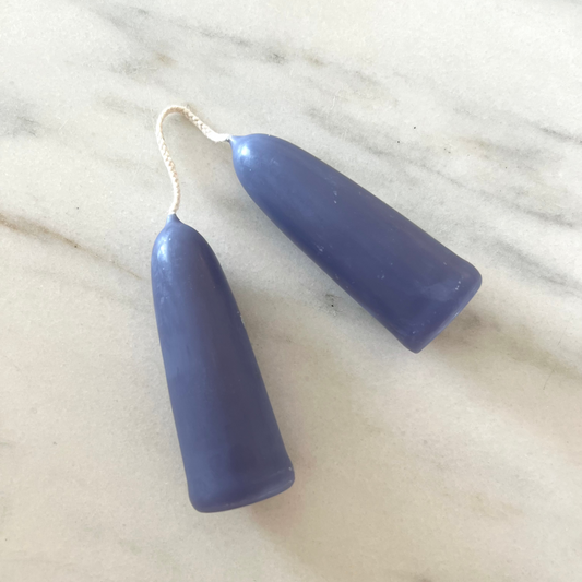 Set of two Stubby Candles | Cornflower