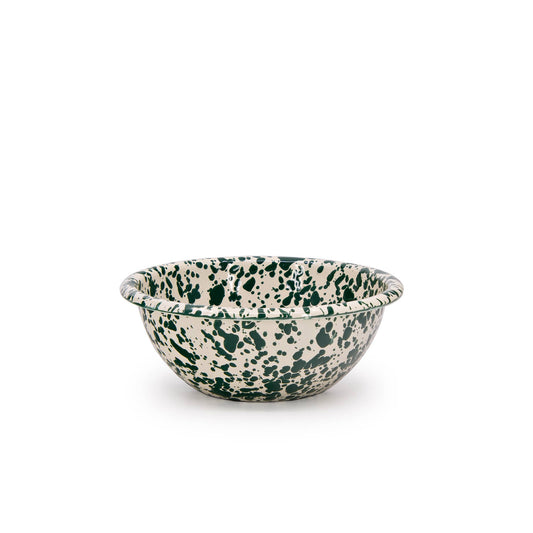 Splatter Enamelware Cereal Bowl | Green & Cream Splatter