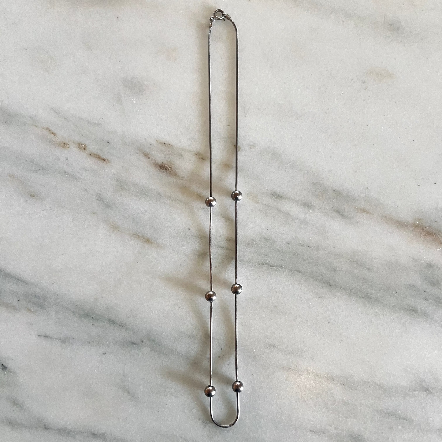 Vintage Sterling Snake and Ball Chain Necklace