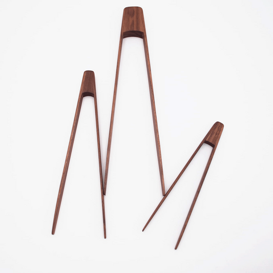 9” Walnut Tongs