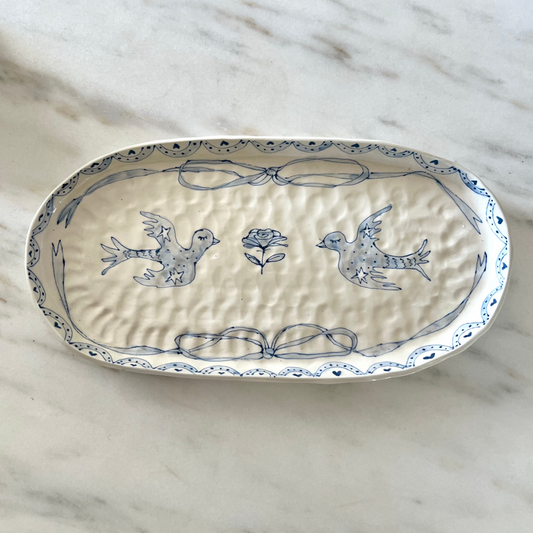 Hand Painted Oval Tray | Large