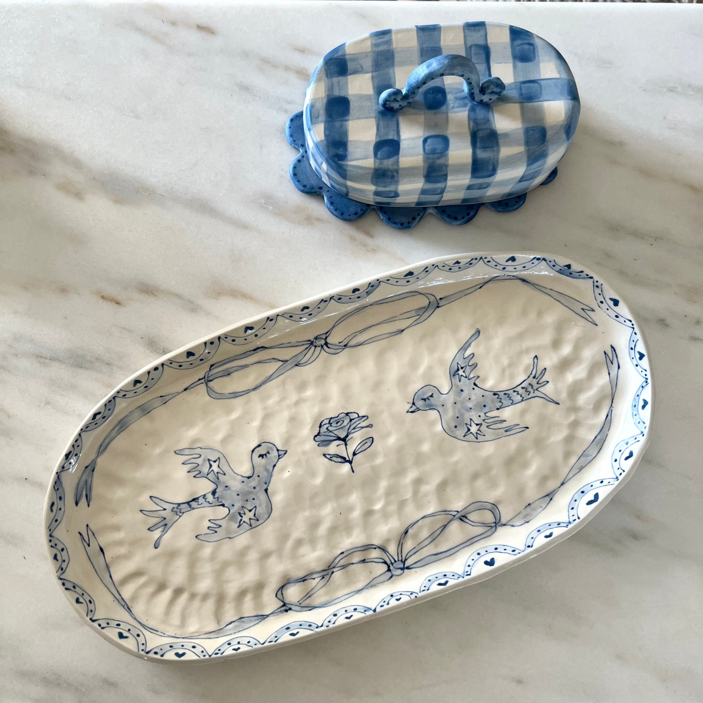 Hand Painted Oval Tray | Large