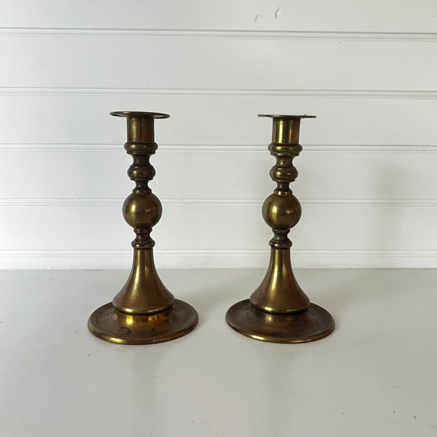 Vintage Pair of Brass Candle Holders
