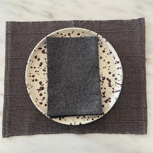 Handwoven Placemat | Brown & White