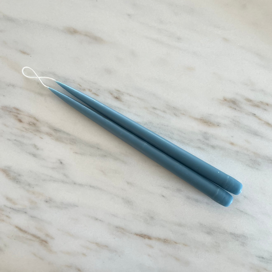 Hand Dipped Beeswax Tapers | Colonial Blue