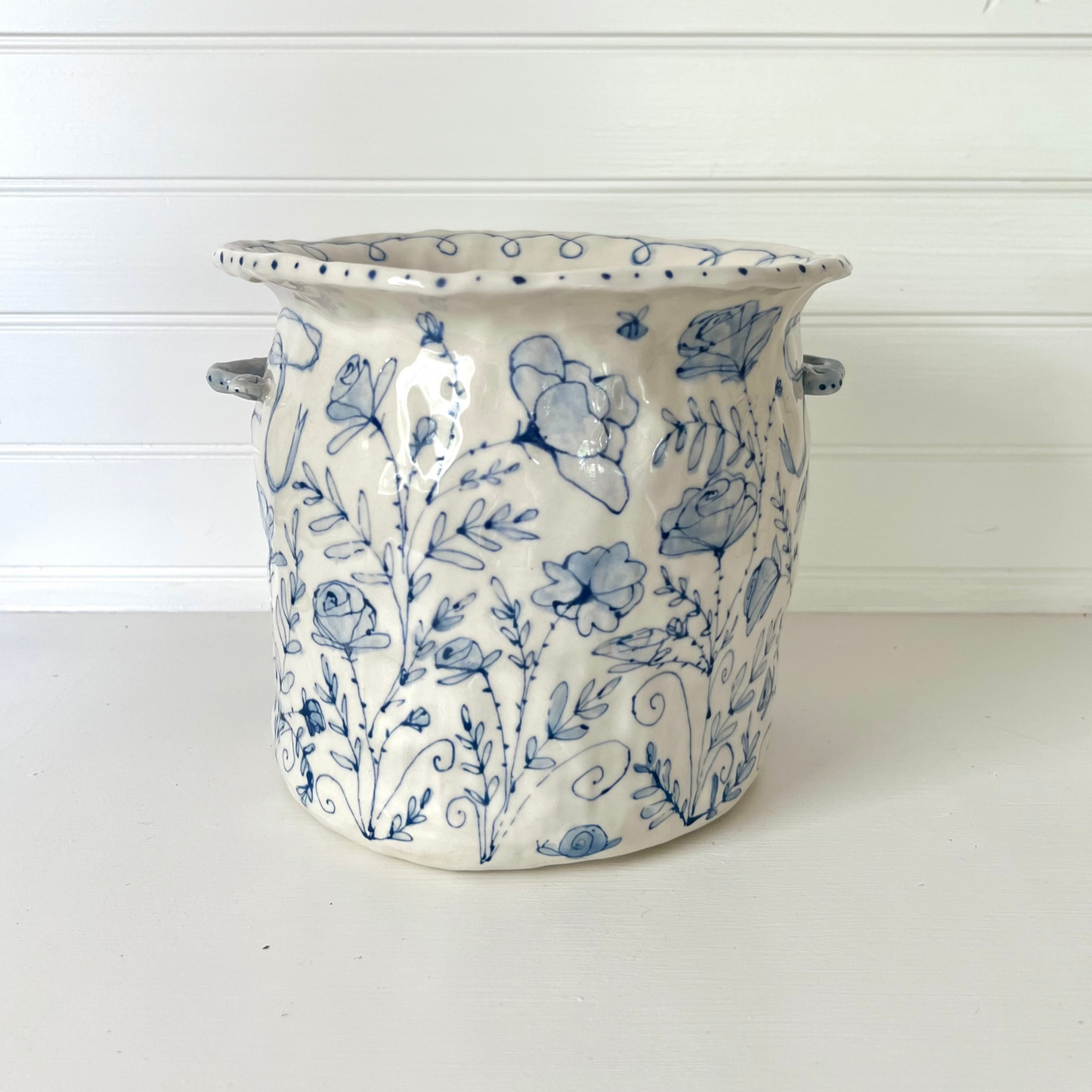 Hand painted Crock by Mosco Studios | Flora