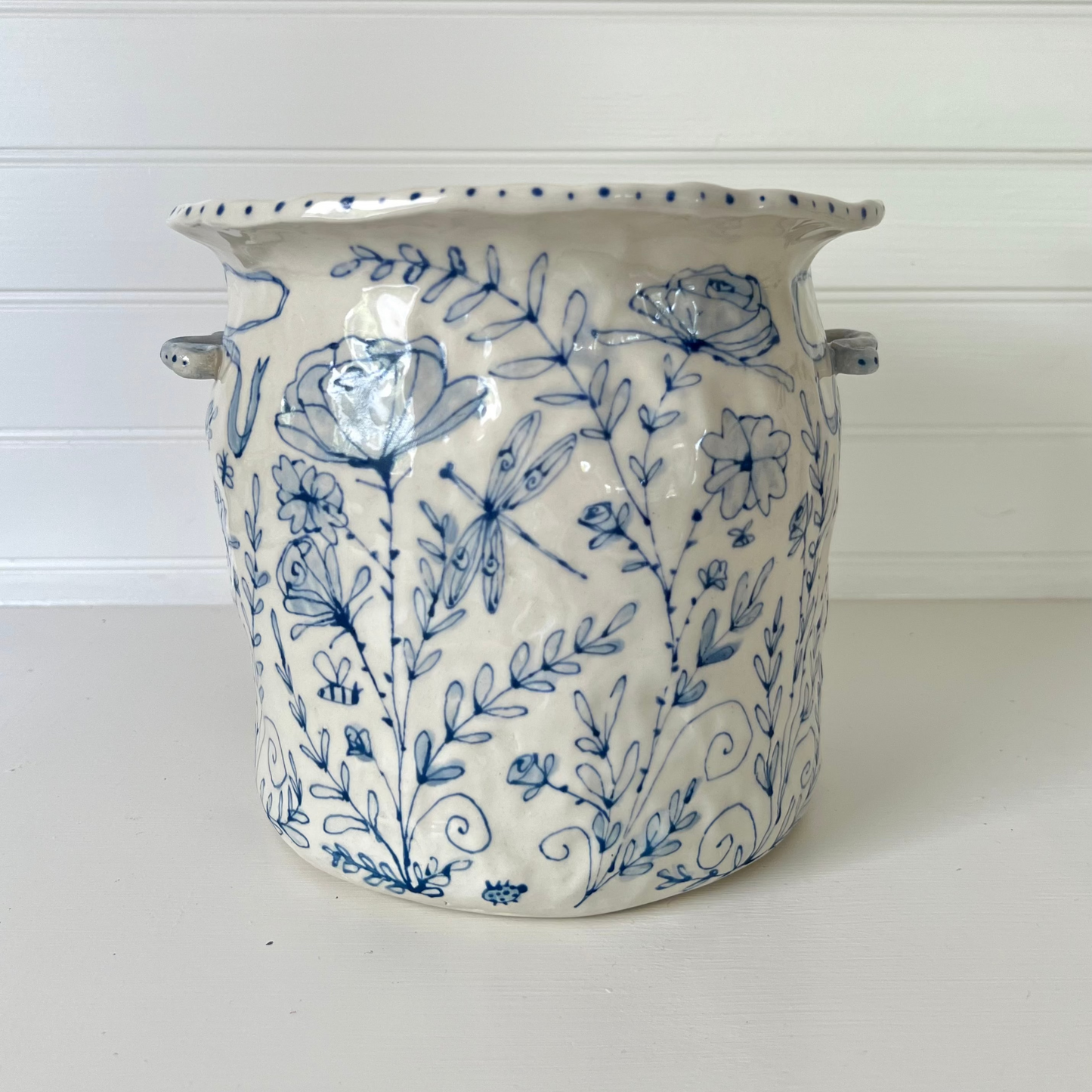 Hand painted Crock by Mosco Studios | Flora