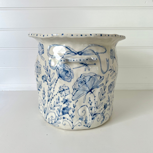 Hand painted Crock by Mosco Studios | Flora