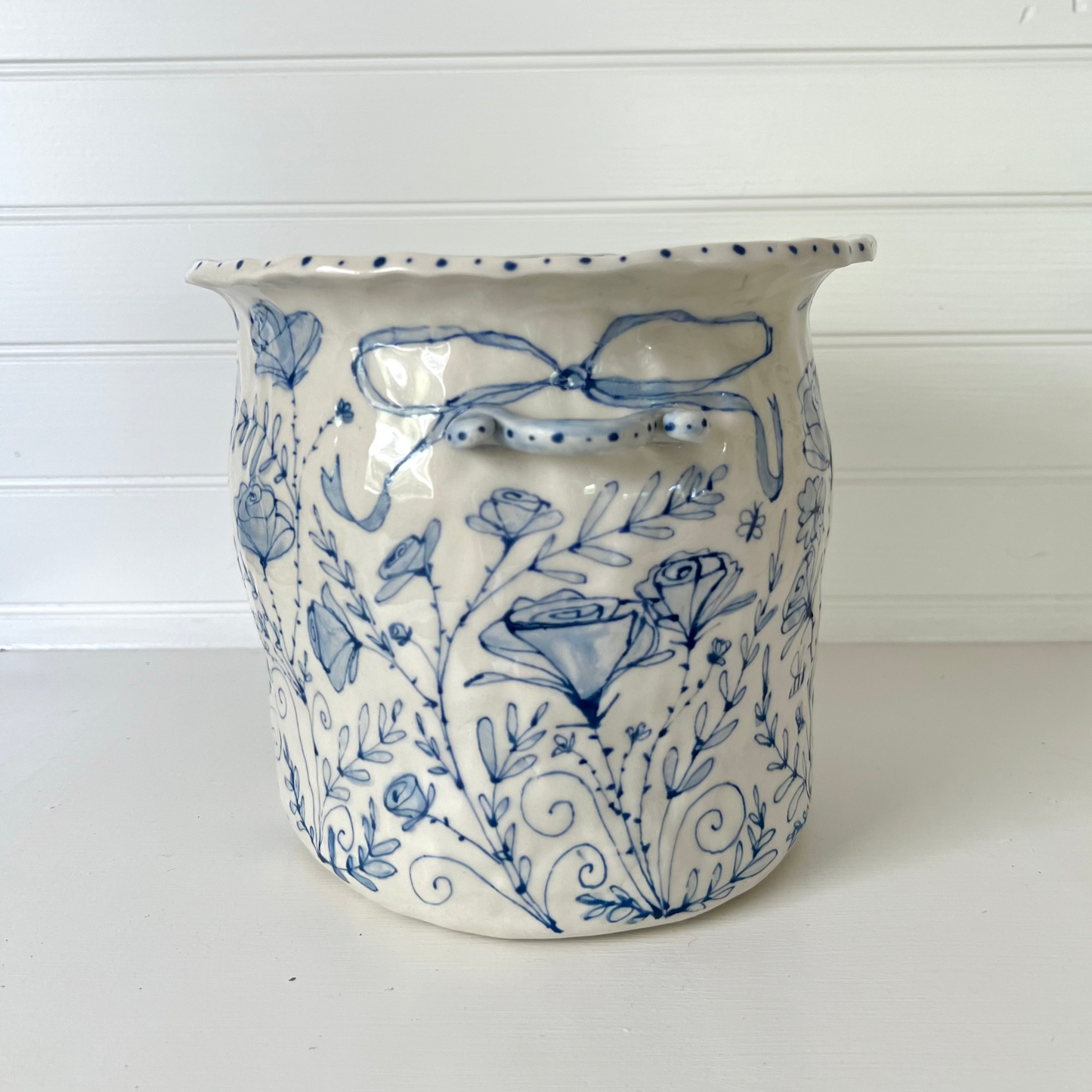 Hand painted Crock by Mosco Studios | Flora