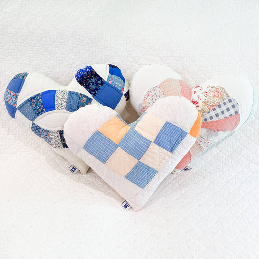 Vintage Quilt Heart Pillow