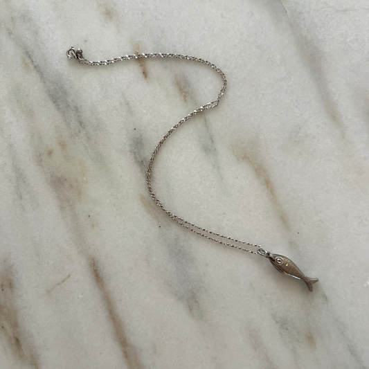 Vintage Sterling Fish Necklace