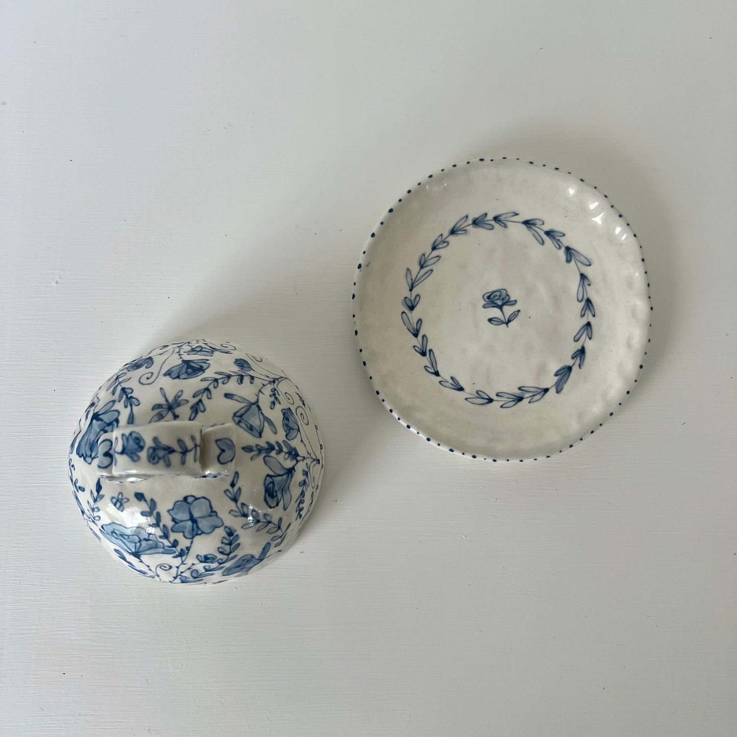 Hand Painted Butter Dish | Flora