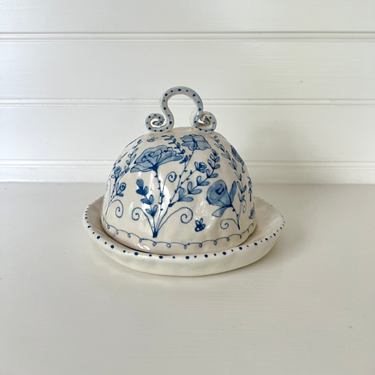 Hand Painted Butter Dish | Flora