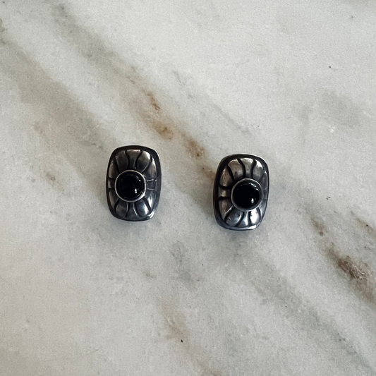 Vintage Sterling & Onyx Earrings