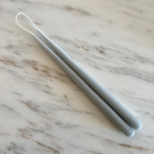 Hand Dipped Beeswax Tapers | Pewter