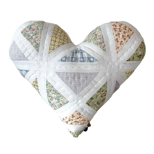 Vintage Quilt Heart Pillow