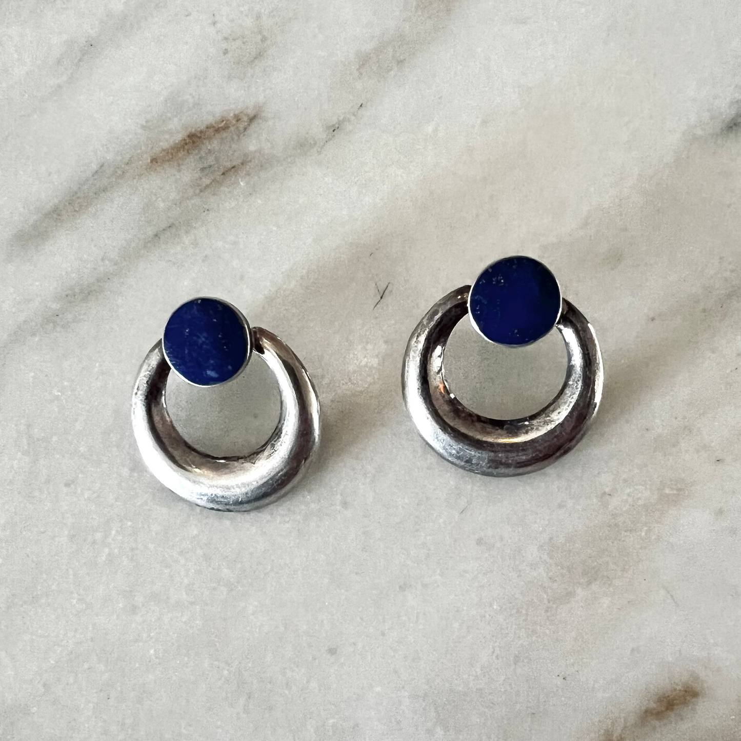 Vintage Sterling Silver Lapis Earrings