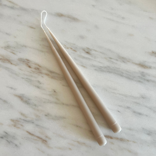 Hand Dipped Beeswax Tapers | Taupe