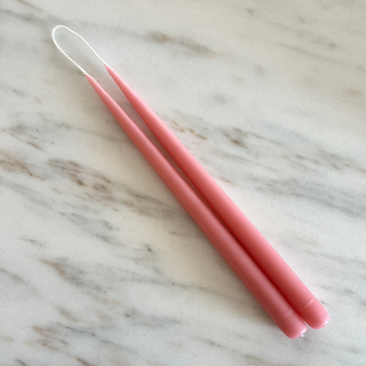 Hand Dipped Beeswax Tapers | Tea Rose